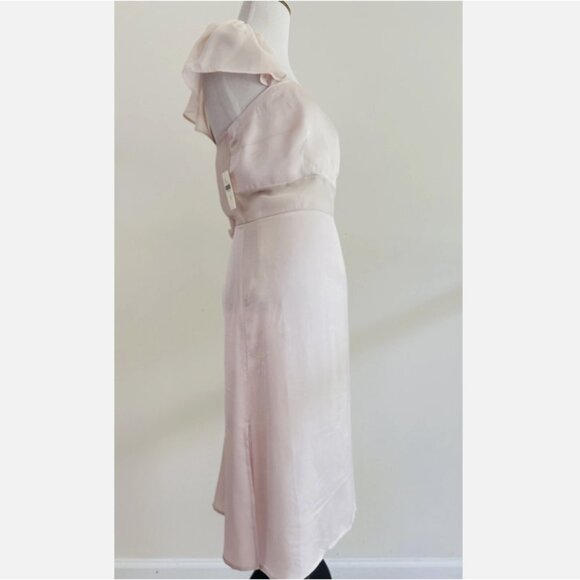 Brand New By Anthropologie Flutter-Sleeve Satin Sheath Dress - Picture 11 of 15